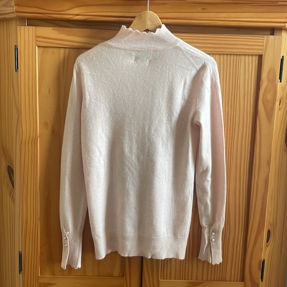Nanette Lepore Cashmere Sweater Scallop Mock Neck - Sz Large - Picture 4 of 8